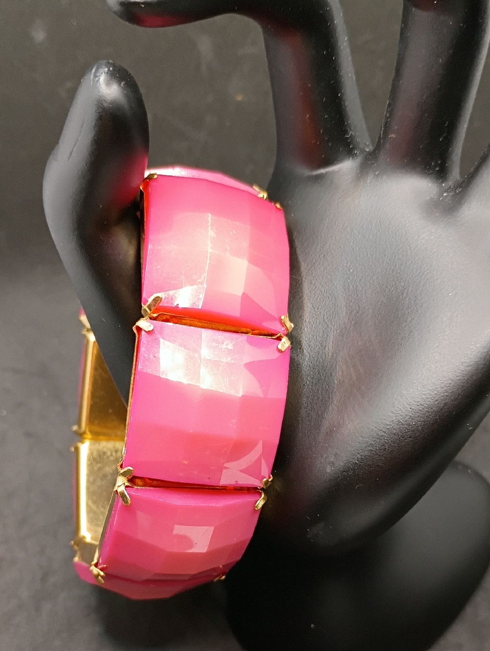Pink Faceted Statement Bracelet - Unbranded